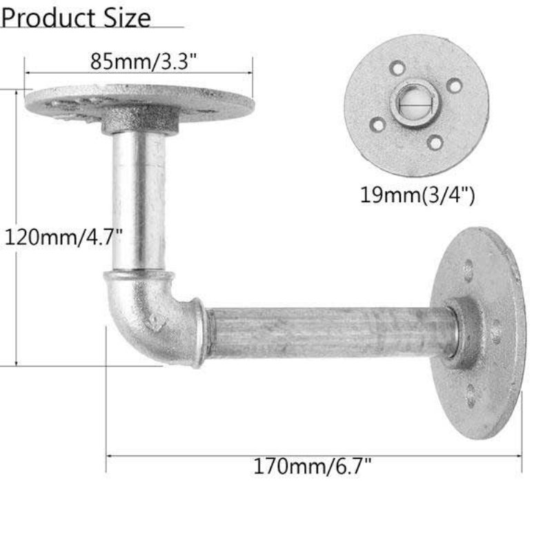 2ks Železných Rúrok Policových Držiakov Strieborný Priemyselný Oceľový Držiak Home Decor Diy