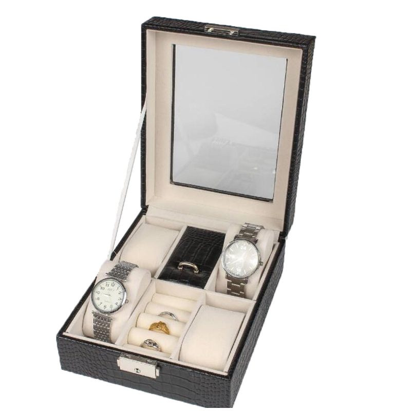 Kožený Organizér Vitríny Akrylátový Zberný Box Na Uloženie Šperkov Na Hodinky