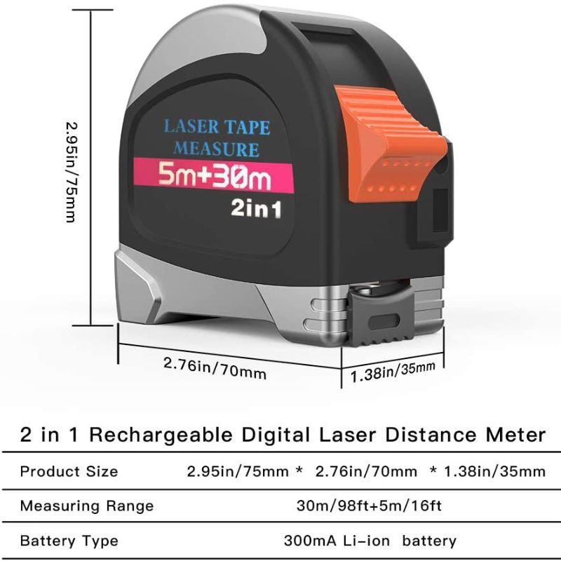 Laserová Digitálna Elektronická Meracia Páska Navíjateľná