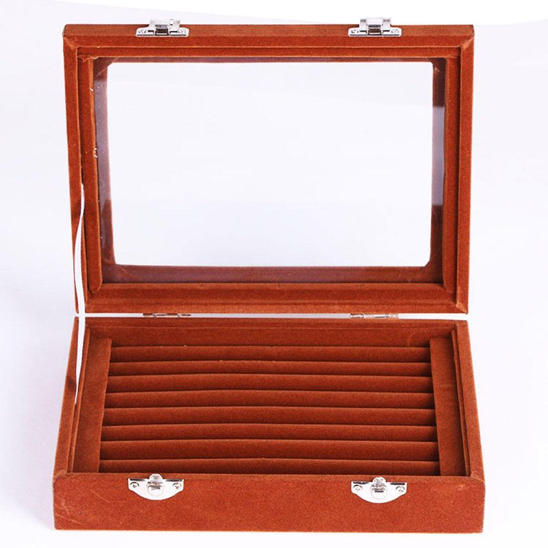 Šperky Velvet Wood Ring Display Organizer Box Držiak Na Uloženie Náušníc