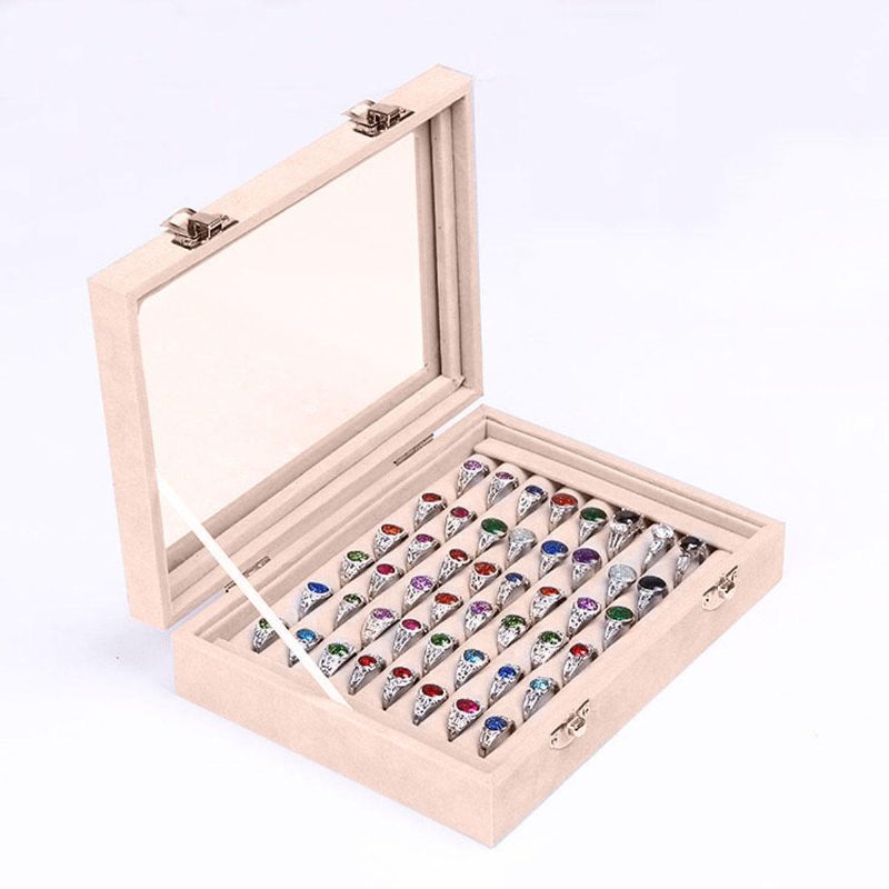 Šperky Velvet Wood Ring Display Organizer Box Držiak Na Uloženie Náušníc