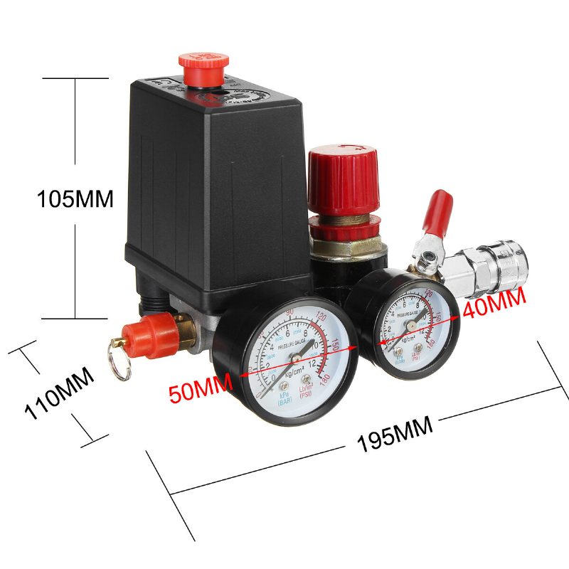 Tlakový Spínač Vzduchového Kompresora 120 Psi Regulátor Rozdeľovacieho Ventilu S Rýchlospojkou