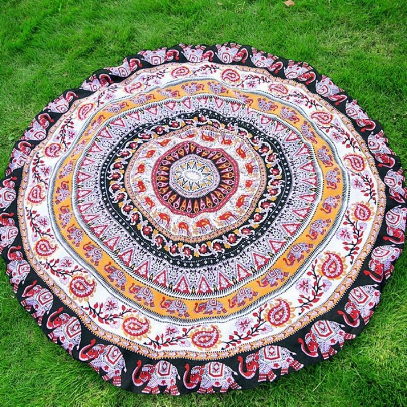 Honana Wx-92 150cm Bohémsky Tenký Šifón Plážová Osuška Mandala Okrúhla Hodvábna Šatka Posteľná Bielizeň Gobelínová Podložka