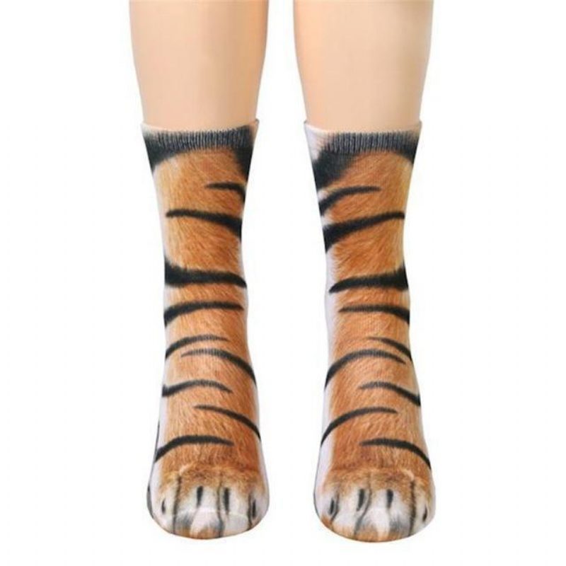 Kreatívna 3d Tlač Ponožky S Labkou Pre Dospelých Zvierat Unisex Posádka Mačka S Dlhými Rukávmi Elastická Priedušná Ponožka Pes Tiger Zebra Prasa Mačacie Paw