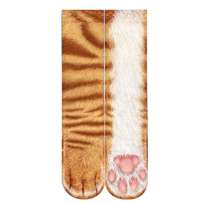 Kreatívna 3d Tlač Ponožky S Labkou Pre Dospelých Zvierat Unisex Posádka Mačka S Dlhými Rukávmi Elastická Priedušná Ponožka Pes Tiger Zebra Prasa Mačacie Paw