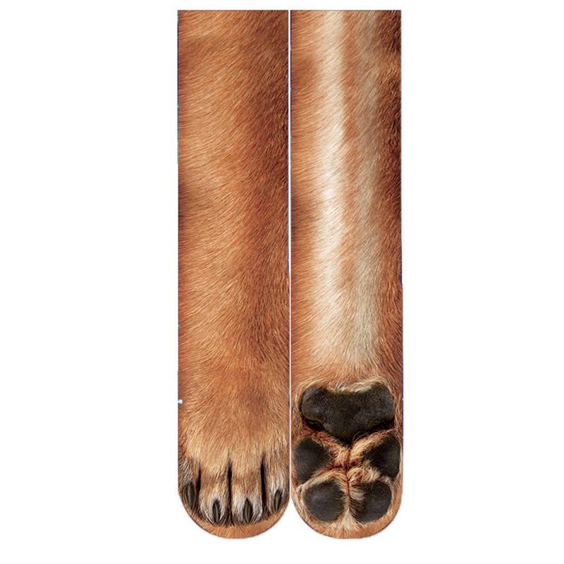 Kreatívna 3d Tlač Ponožky S Labkou Pre Dospelých Zvierat Unisex Posádka Mačka S Dlhými Rukávmi Elastická Priedušná Ponožka Pes Tiger Zebra Prasa Mačacie Paw