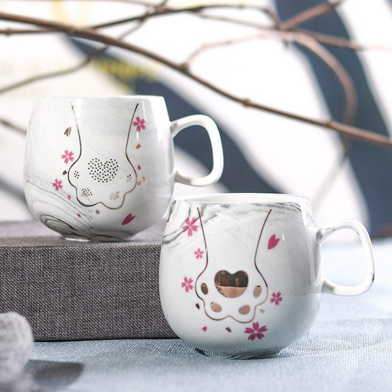 400ml Pár Voda Pohár Mramorovaný Keramický Flamingo Unicorn Letter Coffee Cup