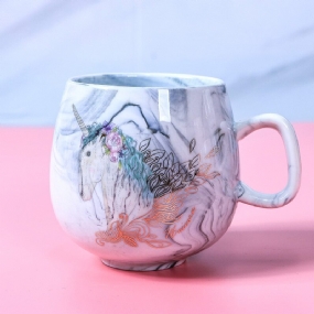 400ml Pár Voda Pohár Mramorovaný Keramický Flamingo Unicorn Letter Coffee Cup