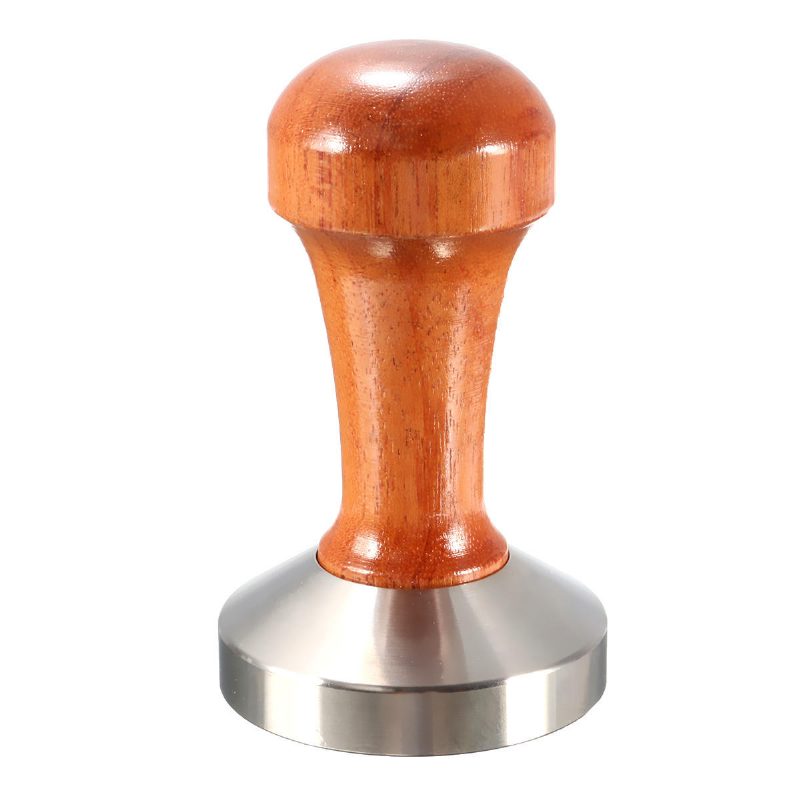 53 mm Nerezová Oceľ Cafe Tamper Bean Press For Espresso Flat Base Drevená Rukoväť