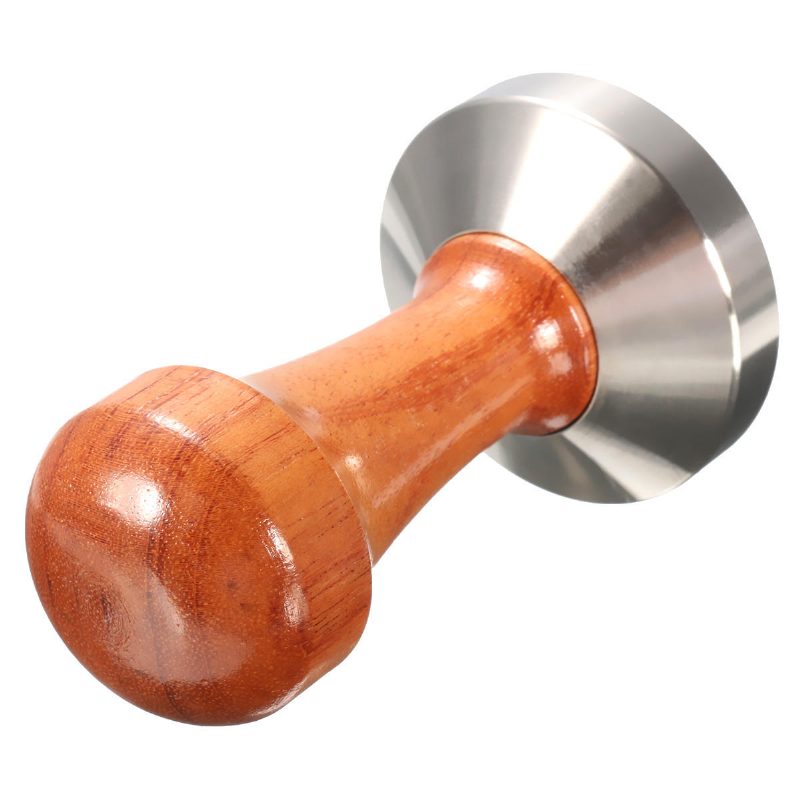 53 mm Nerezová Oceľ Cafe Tamper Bean Press For Espresso Flat Base Drevená Rukoväť