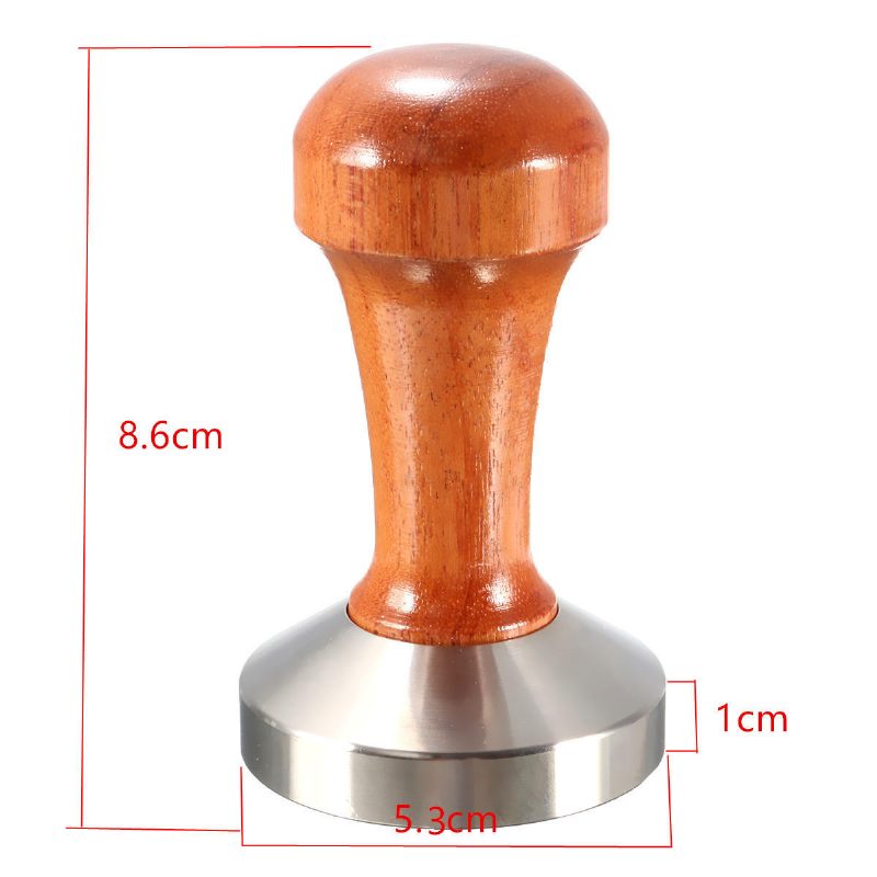 53 mm Nerezová Oceľ Cafe Tamper Bean Press For Espresso Flat Base Drevená Rukoväť