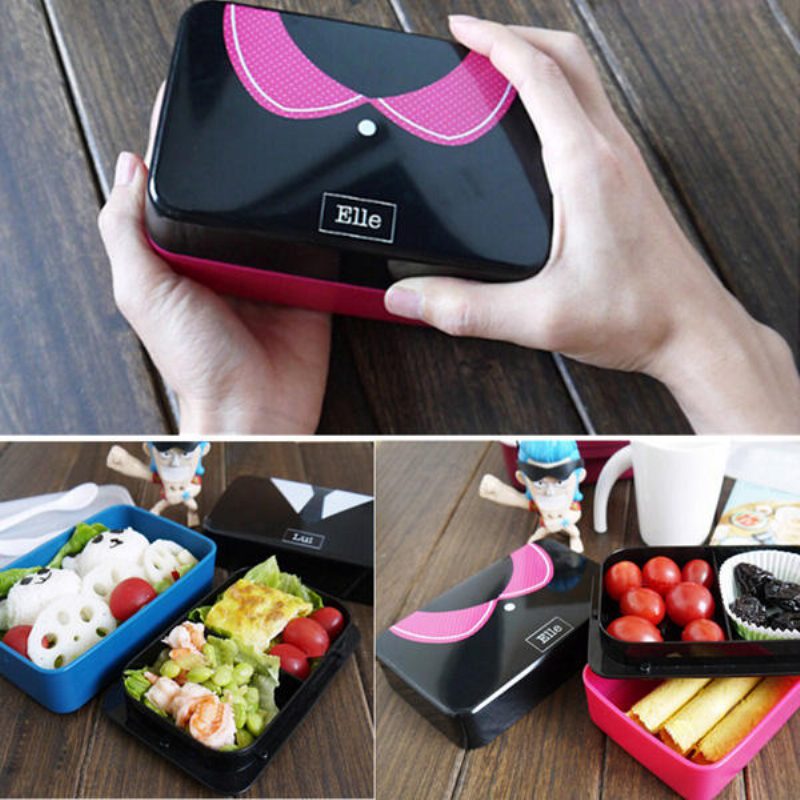 730 Ml 2-poschodová Plastová Krásna Obedová Krabička Belt Bento Box Sushi Lunch Box Nádoba Na Jedlo