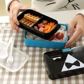 730 Ml 2-poschodová Plastová Krásna Obedová Krabička Belt Bento Box Sushi Lunch Box Nádoba Na Jedlo