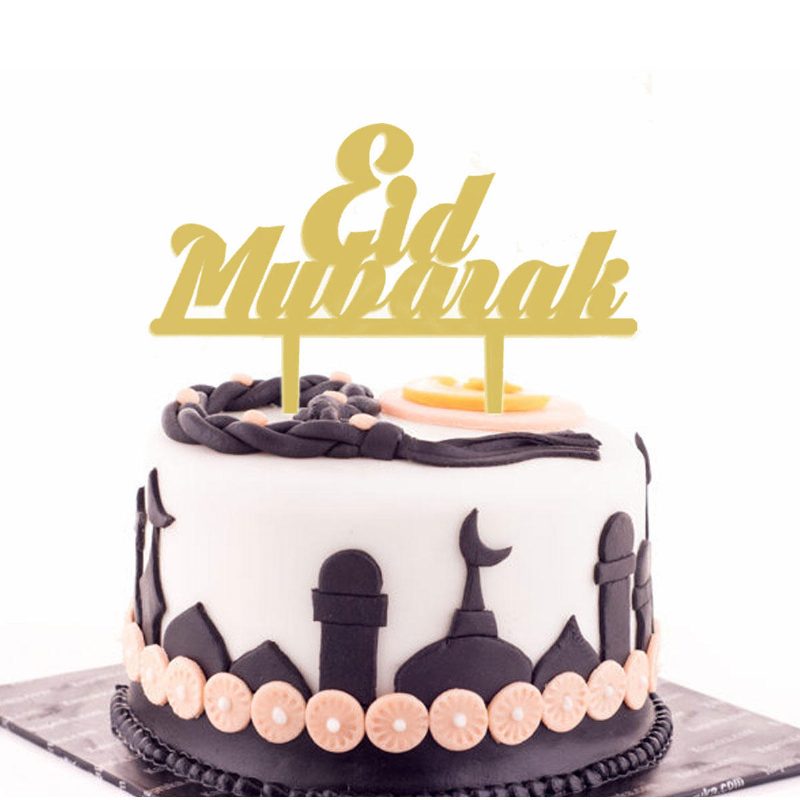 Eid Mubarak Ramadan Iftar Tort Topper Moslimský Islam Hajj Cake Decor Dekorácie Na Tortu Z Čierneho Zlata Súprava Tortových Dekorácií Mýto Na Pečenie