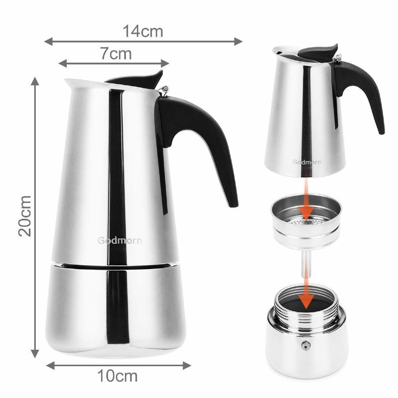 Godmorn Varič Espresso Moka Konvička 450 Ml/15 Oz/9 Šálok Classic Cafe Percolator Maker Nerez Vhodné Pre Indukčné Sporáky