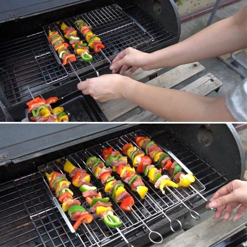 Prenosný Gril Bbq Stojan Nerezový Špíz Mäsové Jedlá Camping Tool