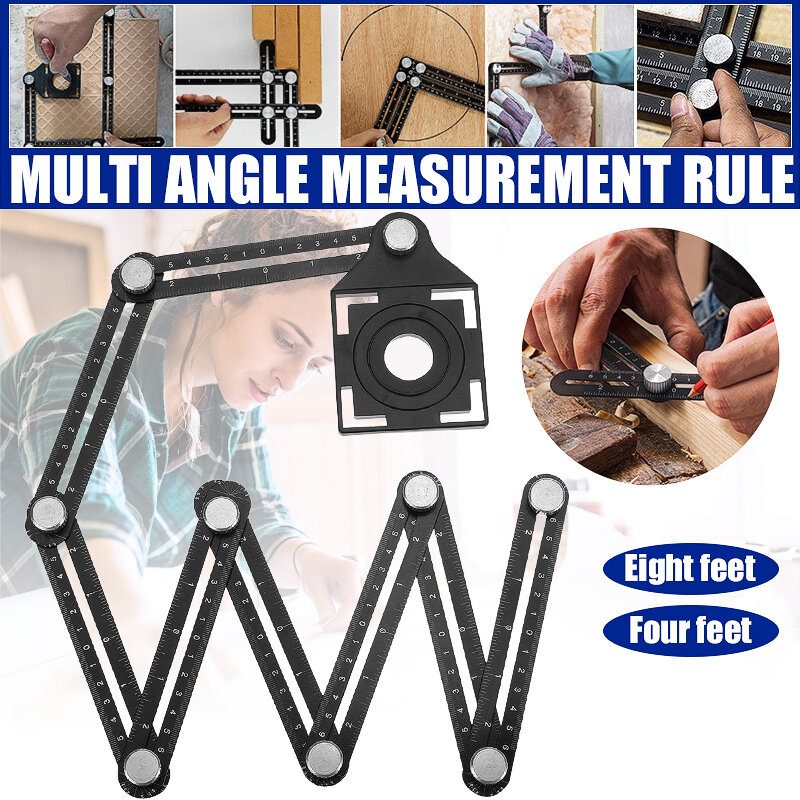 Viacuhlové Meracie Pravítko Vyhľadávač Otvorov Na Vŕtanie 4/8-stranný Univerzálny Lokátor Hliníková Zliatina Skladacie Na Meranie Uhla