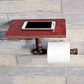 Vintage Toaletný Držiak Na Uteráky Drevený Kovový Retro Kúpeľňový Stojanový