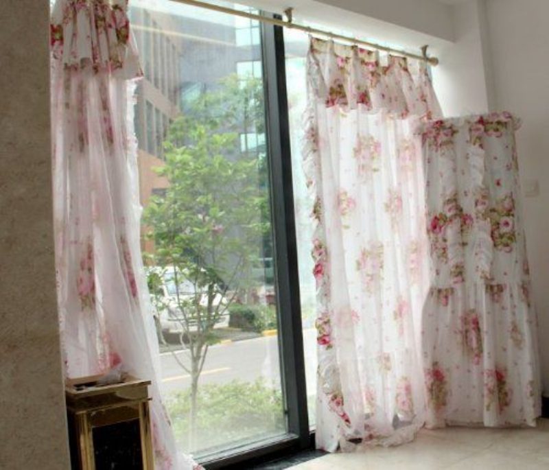 Bytový Textil Fadfaykórejské Čipkované Volánikové Závesy Do Spálne/obývačkyromantické Kvetinové Závesy2panels