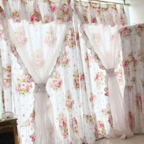 Bytový Textil Fadfaykórejské Čipkované Volánikové Závesy Do Spálne/obývačkyromantické Kvetinové Závesy2panels