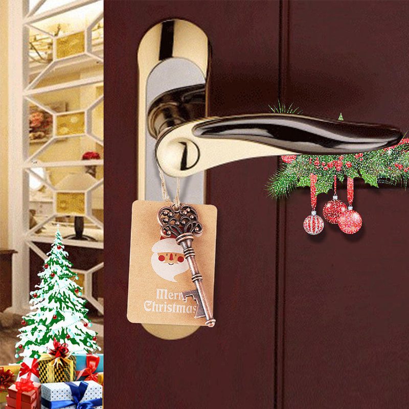 10ks Xmas Tree Ornaments Santa Magic Key Blank Tag Závesné Ozdoby Na Vianočný Večierok