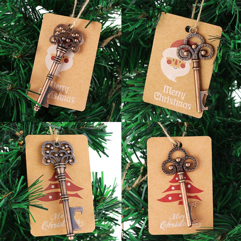 10ks Xmas Tree Ornaments Santa Magic Key Blank Tag Závesné Ozdoby Na Vianočný Večierok