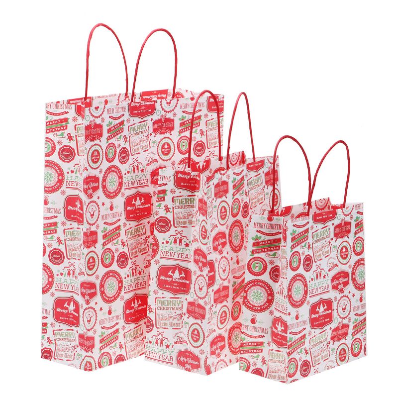 12ks/lot Christmas Kraft Paper Bag Santa Gift Bag Candy Bag Party Sup