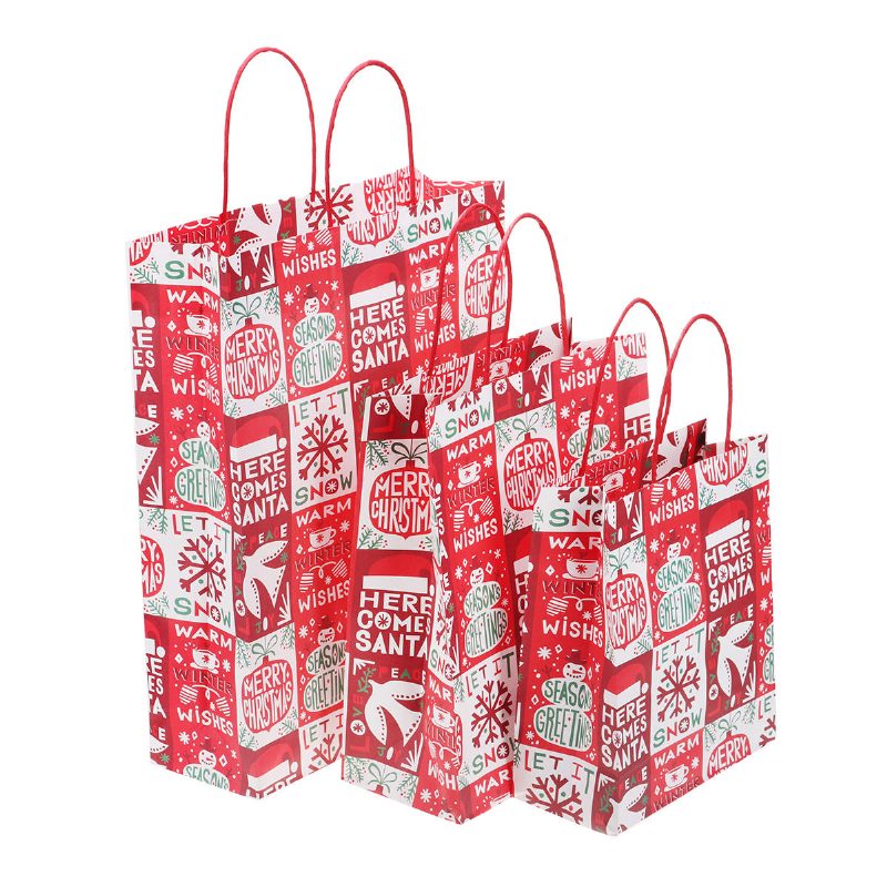 12ks/lot Christmas Kraft Paper Bag Santa Gift Bag Candy Bag Party Sup