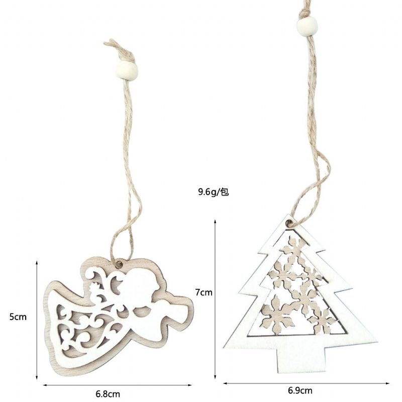 2 Ks Prívesky Na Vianočný Stromček Z Prírodného Dreva Závesné Ozdoby Remeselné Darčeky Vianočné Novoročné Párty Dekorácie Domov