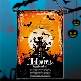 30x45cm Halloween Polyester Záhradná Sviatočná Dekorácia S Vlajkou Čierneho Hradu Bat