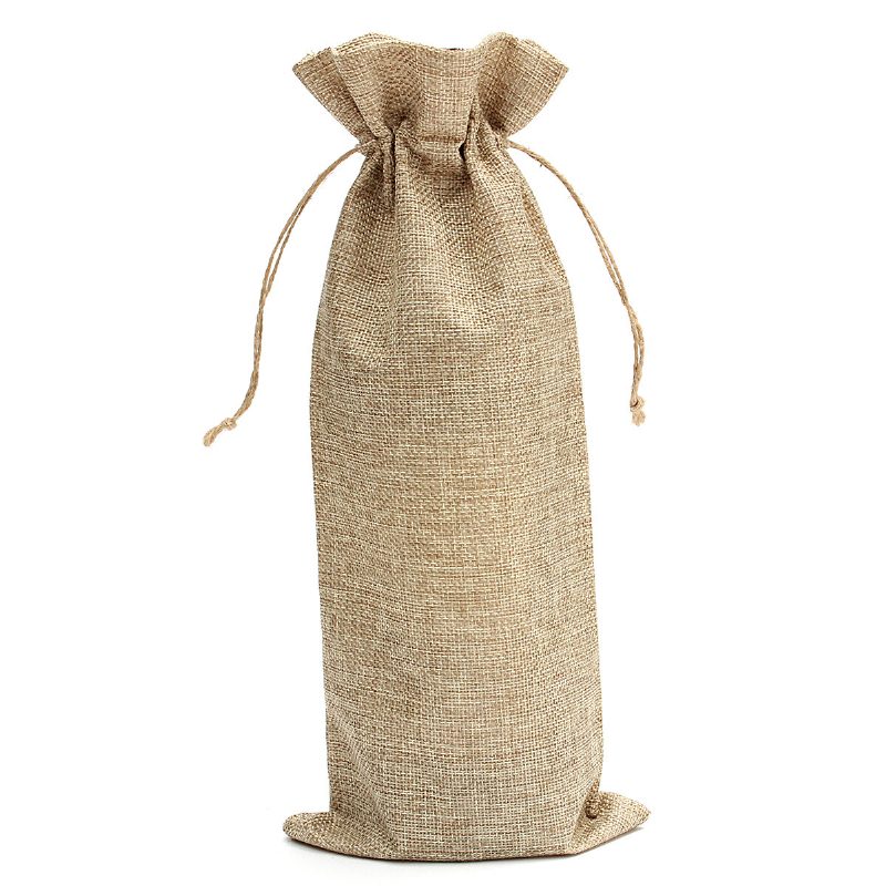 5ks Prírodná Jutová Pytlovina Vintage Svadobné Darčeky Hessian Wine Bottle Bags