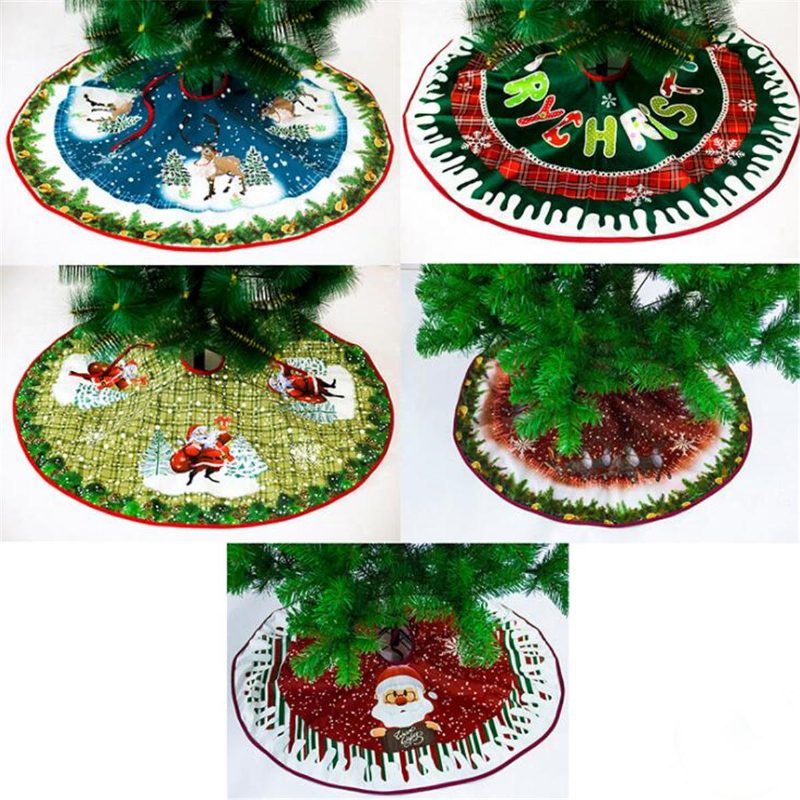 90 cm Vianočné Sukne Santa Tree Ornament Podložka Na Šaty Border Party Dekorácie