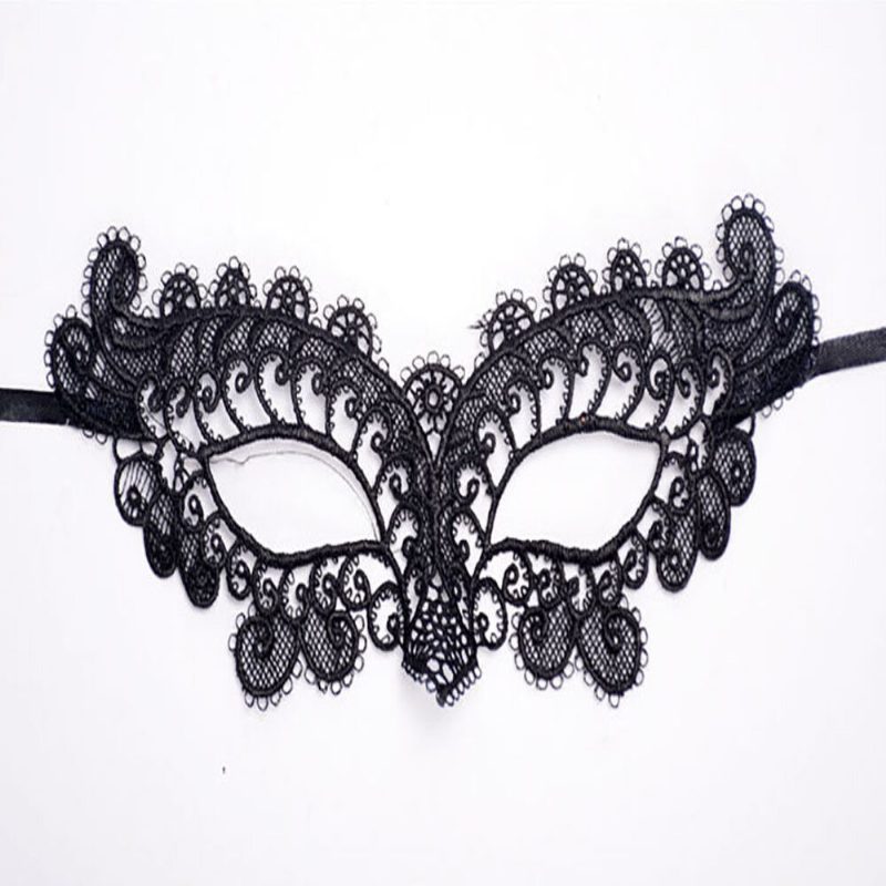 Čipkovaná Dámska Maska Na Oči Na Tvár Masquerade Party Ples Prom Halloween Kostým Masky Na Oči - Čierna