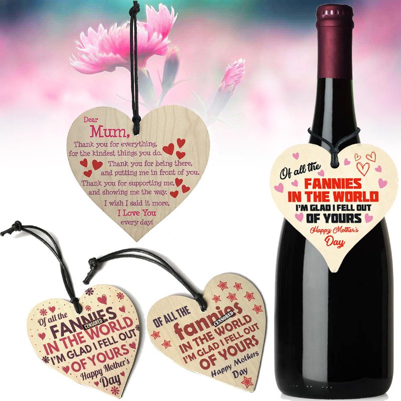 Drevená Srdiečková Plaketa Funny Rude Mothers Day Heart Gifts Novinka Dekorácie Dcéra Syn