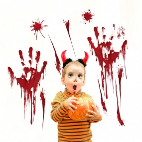 Halloween Blood Handprint Sklenená Nálepka Na Okno Odnímateľné Nálepky Na Stenu Dekorácie Do Obývačky