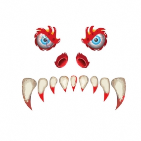 Halloween Strašidelné Monštrum Tvár Diabol S Očami Výrezy Zubov Kombinácia Nálepka Okno Brána Dvere Na Auto Dekor