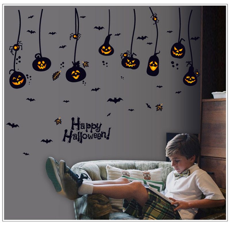 Halloween Vodotesné Pvc Samolepky Na Stenu Gotická Tekvica Lucerna Čarodejnícky Vzor Diy Domáca Detská Izba Dekorácia Detskej Izby