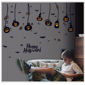 Halloween Vodotesné Pvc Samolepky Na Stenu Gotická Tekvica Lucerna Čarodejnícky Vzor Diy Domáca Detská Izba Dekorácia Detskej Izby