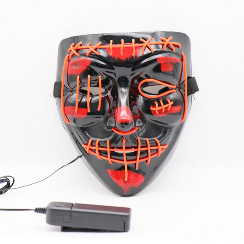 Halloweenska Led Viacfarebná Svetelná Maska Light Up The Purge Movie Costume Party Mask