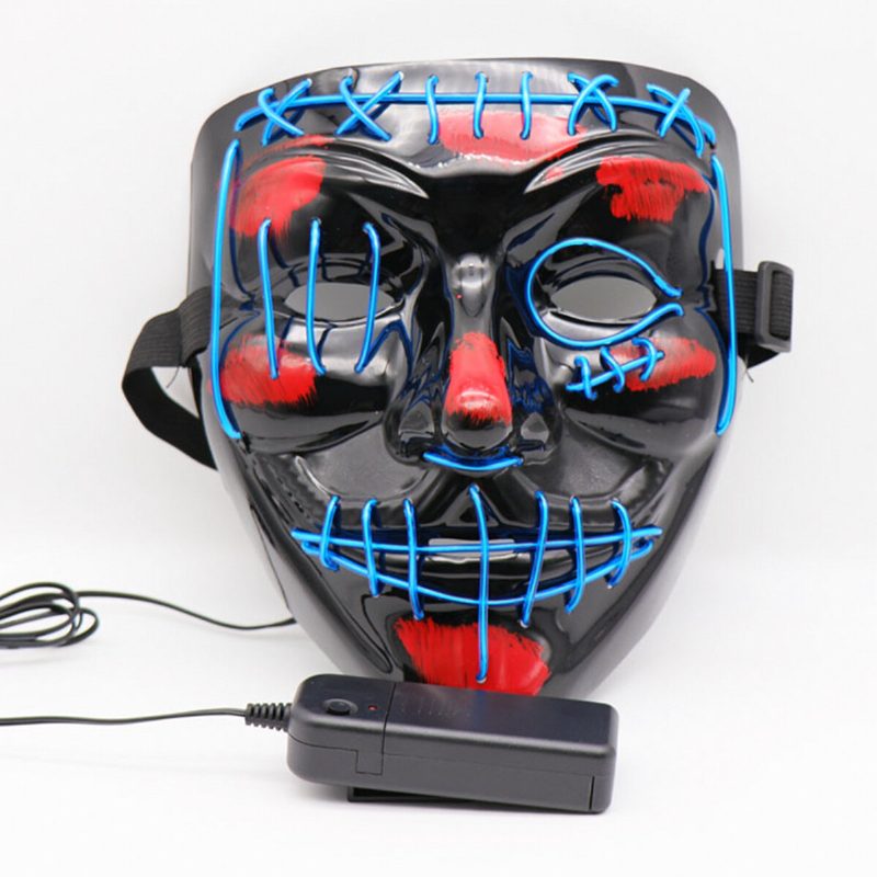 Halloweenska Led Viacfarebná Svetelná Maska Light Up The Purge Movie Costume Party Mask