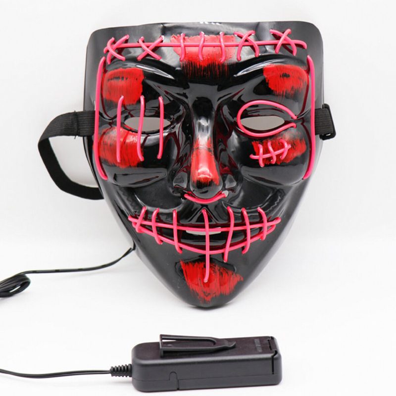 Halloweenska Led Viacfarebná Svetelná Maska Light Up The Purge Movie Costume Party Mask