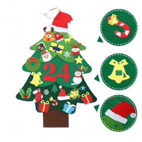 Jeteven Diy Plstený Vianočný Stromček Pre Deti Nástenné Vianočné Ozdoby Odpočítavací Adventný Kalendár 3.2ft 37ks Veselé