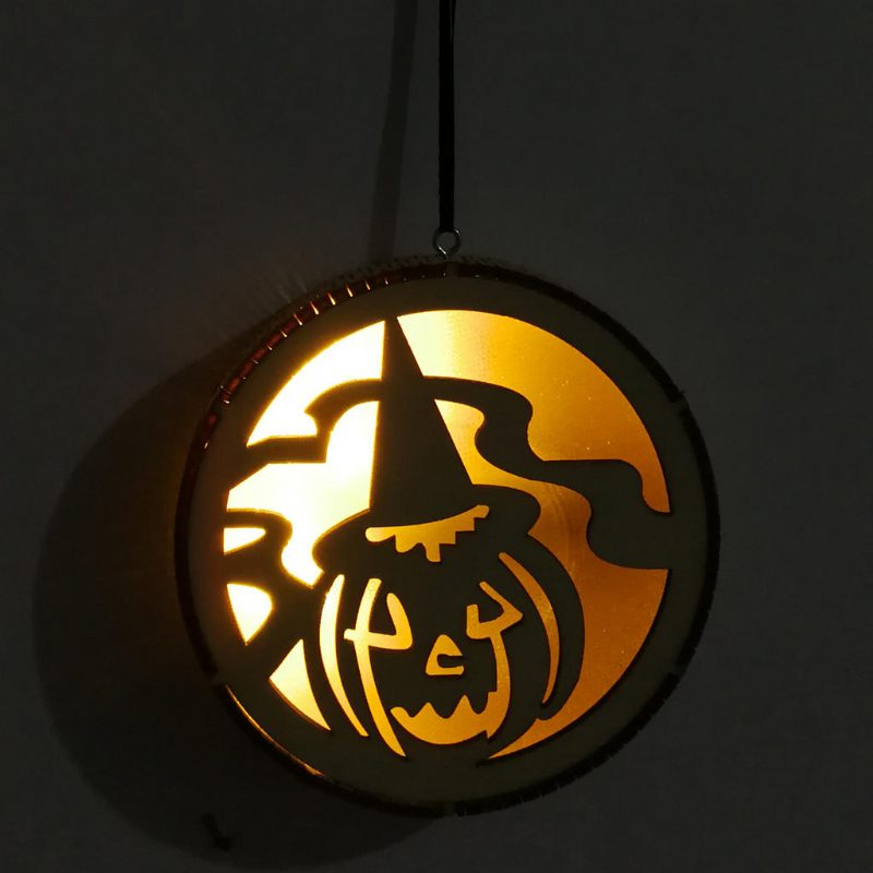 Jm01493 Drevené Tekvicové Led Svetlo Halloweenové Dekorácie Nástenná Lampa Na Slávnostnú Párty