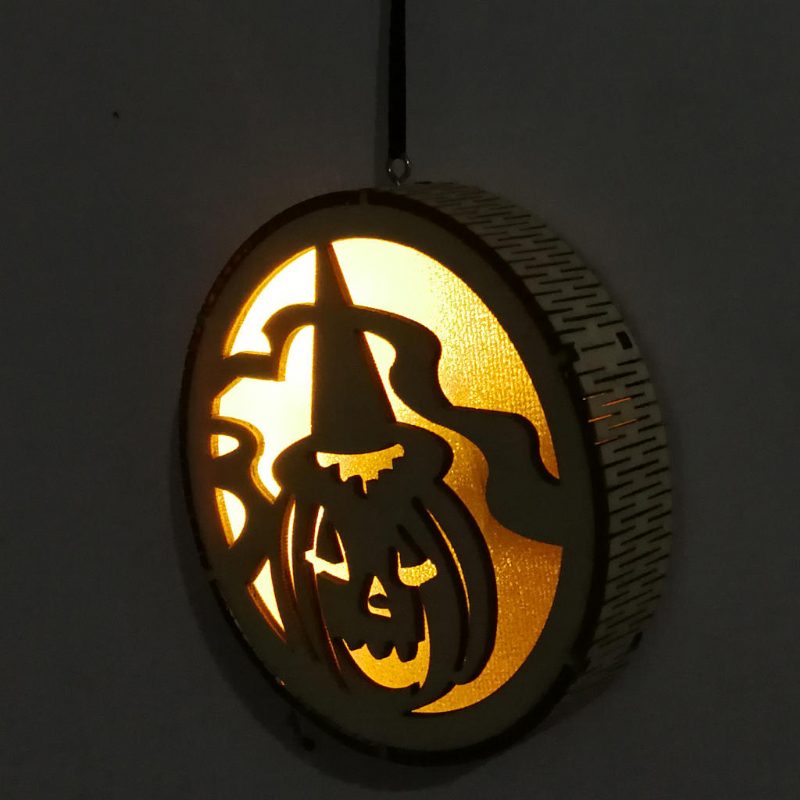 Jm01493 Drevené Tekvicové Led Svetlo Halloweenové Dekorácie Nástenná Lampa Na Slávnostnú Párty