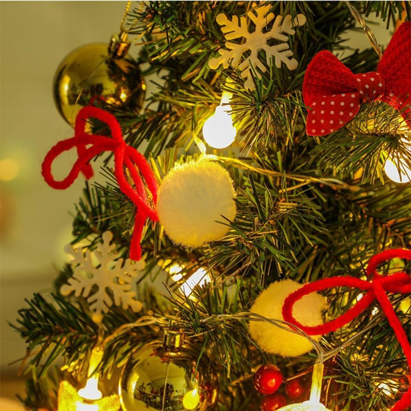Mini Vianočný Stromček Stolný So Svetlami 50 cm Zlatá A Červená Súprava Vianočných Stromčekov