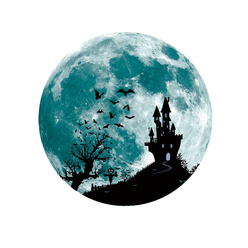 Nálepka Na Stenu Halloween Moon Bat Žiariaca V Tme Svetelná Odnímateľná Dekorácia Do Párty Miestnosti