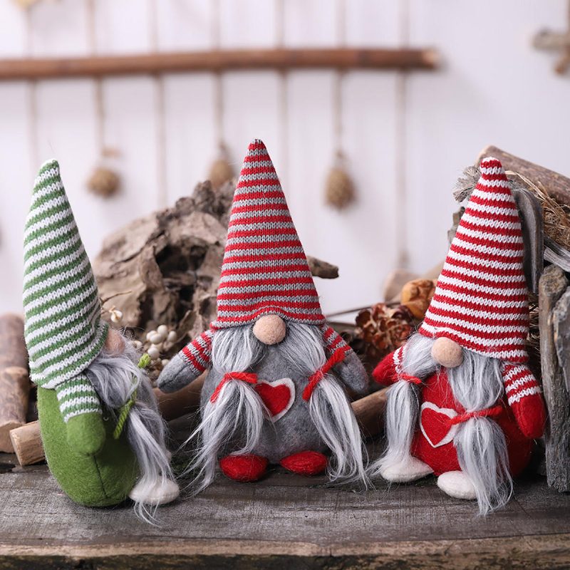 Netkaná Čiapka So Srdcom Ručne Vyrobený Gnome Santa Vianočné Figúrky Ornament Dekorácie Na Sviatočný Stôl Slávnostný Darček