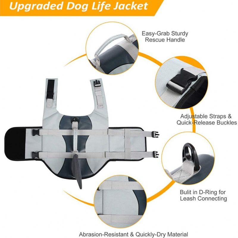 Domáce Zvieratá Pes Safety Shark Plavky Ripstop Life Vest