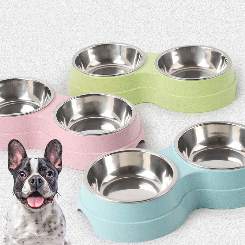 Double Pets Bowl Water Food Feeder Nerezové Kŕmidlo Na Misky