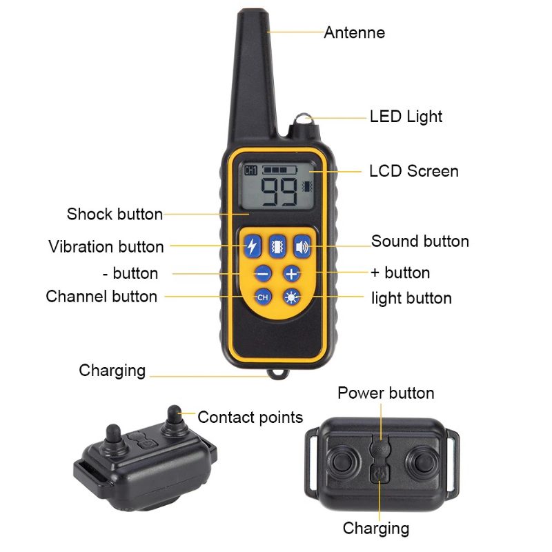 Elektrický Diaľkový Ovládač Na Výcvik Psov S Lcd Displejom